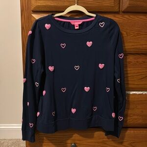 EUC Lilly Pulitzer Rami Embroidered Heart Sweatshirt, Size Medium